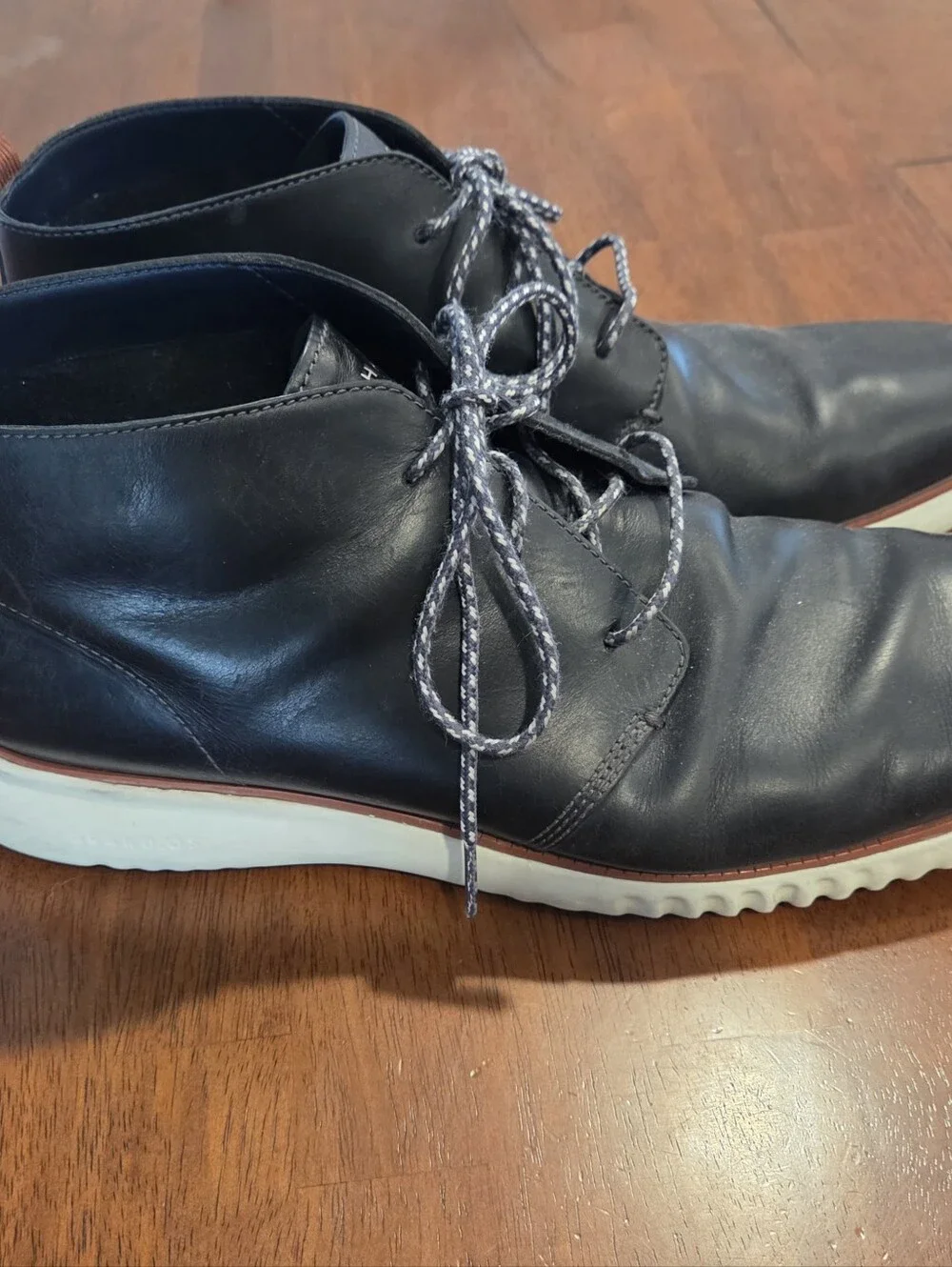 Cole Haan 2.Zerogrand Chukka Boots Men’s 12 Black Leather Lace-Up Casual Comfort
